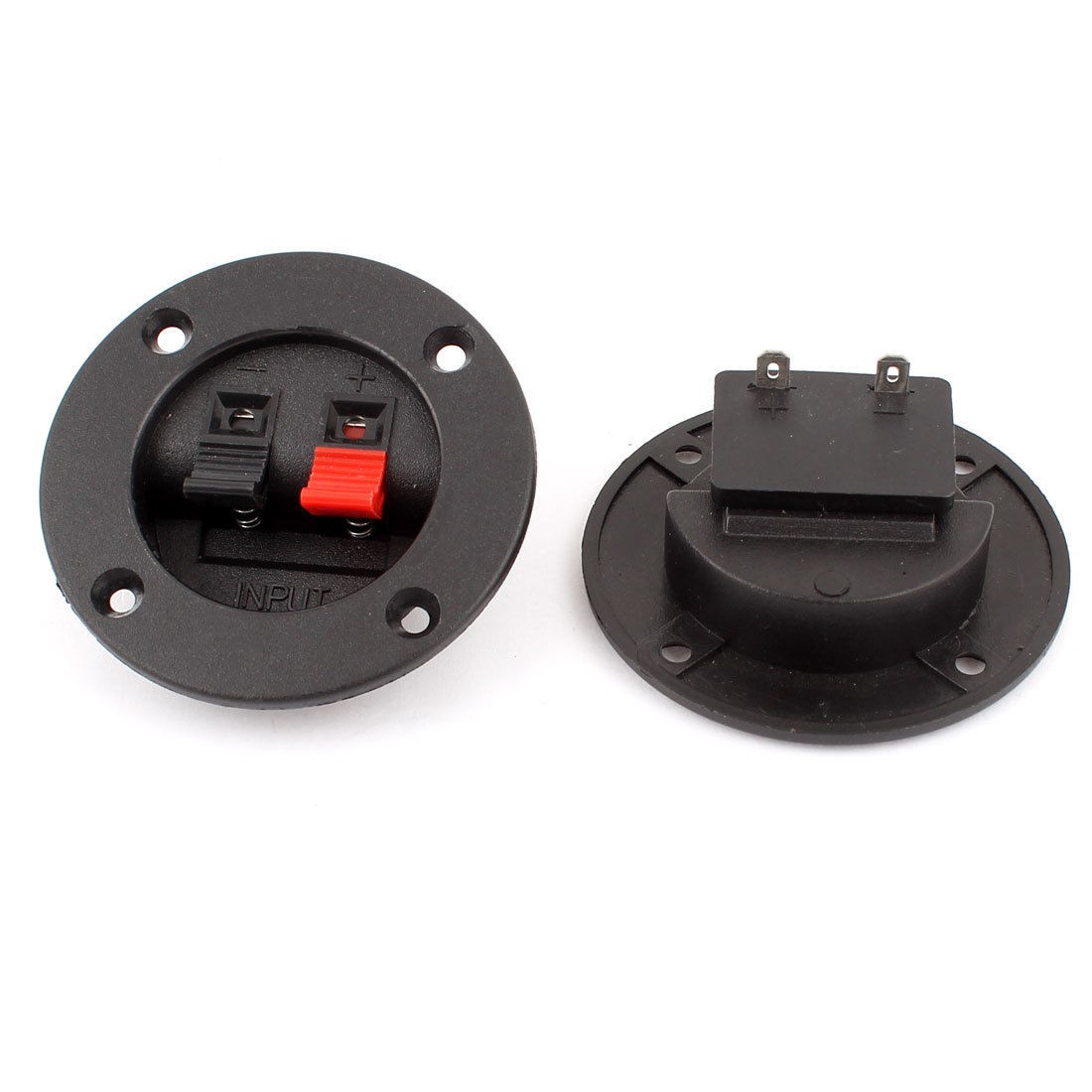 2pcs Round Shape Red Black 2 Position 2 Pin Spring Clip Audio Speaker Terminals
