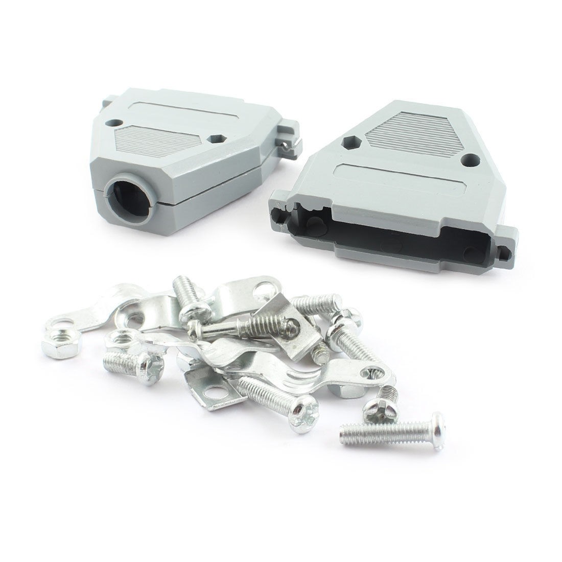 2Pcs DB25 D-SUB 2 Rows 25Pin Female Gray Plastic Hood Cover Cap Shell