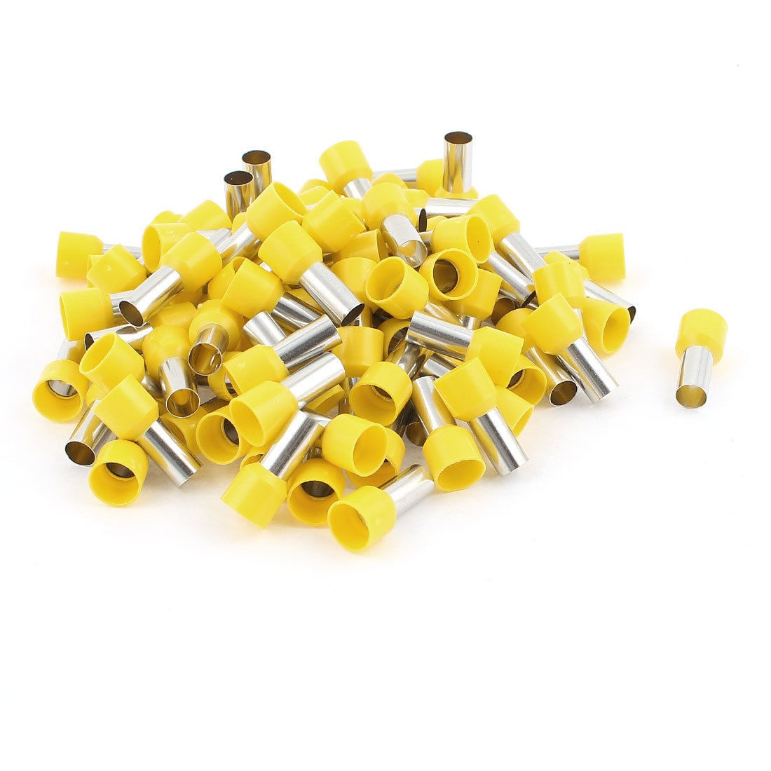 100pcs 10MM2 Crimp Cord End Terminal Insulated Bootlace Ferrule Connector Yellow
