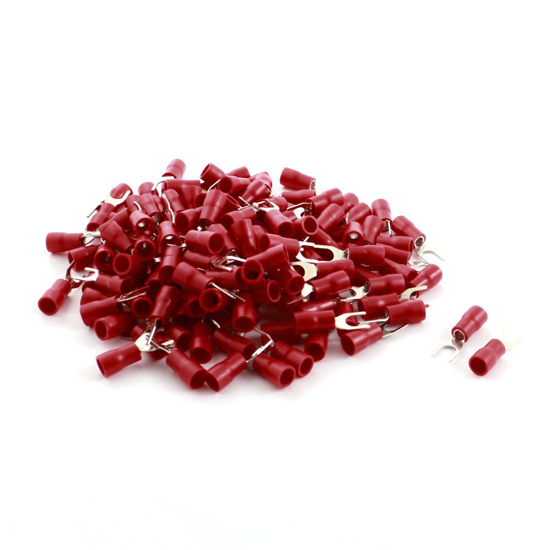 150PCS Red Insulated Furcate Fork Terminals Cable Lug AWG16-14 SV2-4