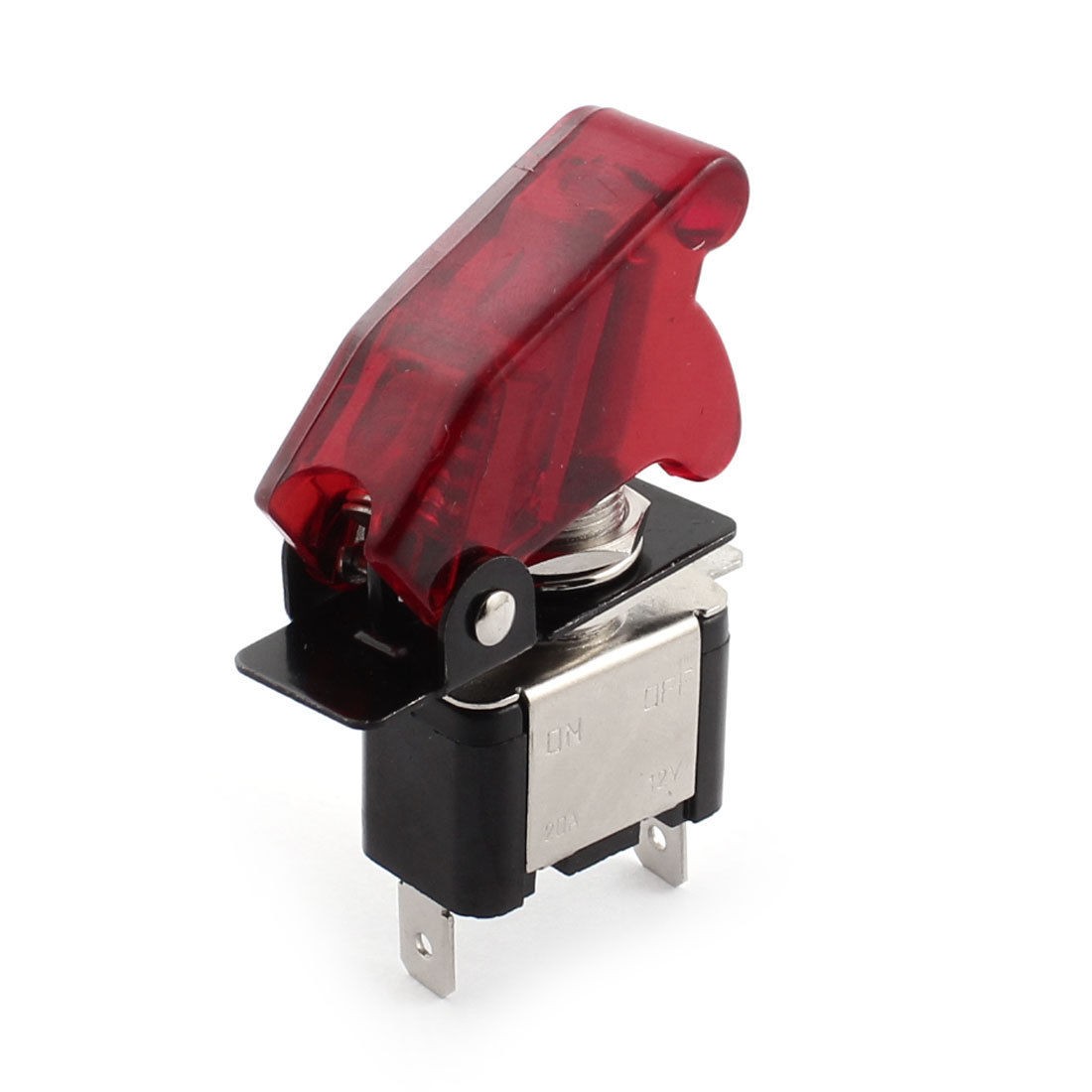 5 PCS 12V Car Auto Red LED Light Cover SPST Toggle Rocker Switch Control On/Off