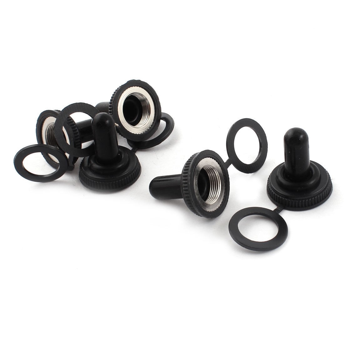 5pcs 11mm Thread Black Rubber Waterproof Toggle Switch Cover Cap