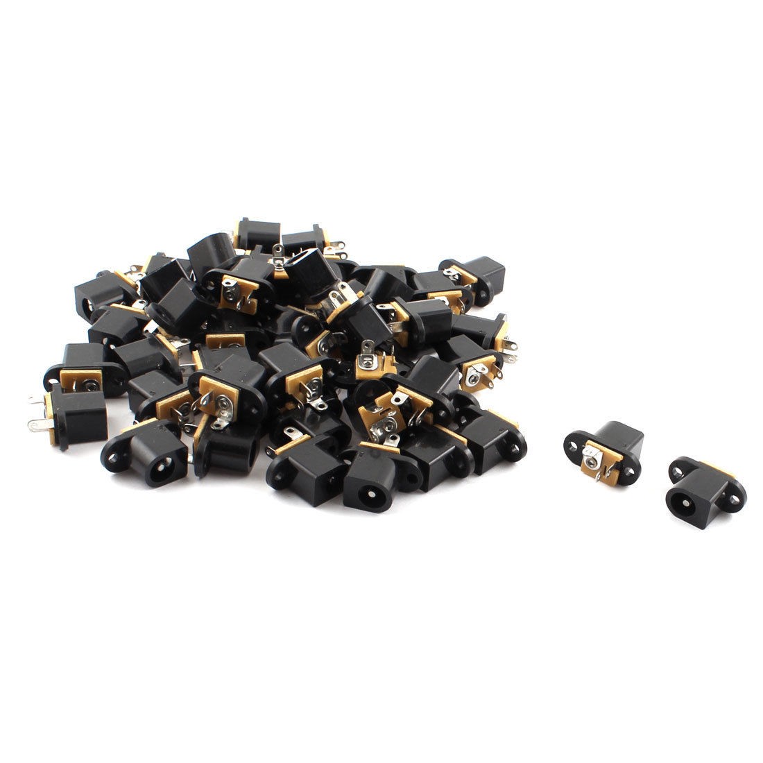 50pcs Black 3 Terminals 2.0mmx5.5mm DC Power Jack Socket PCB Mount Connector