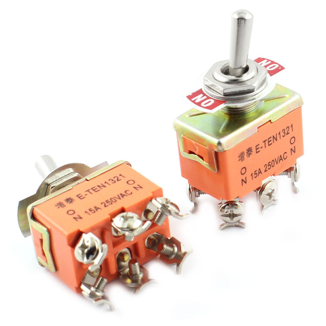 2Pcs 12mm Thread DPDT 6 Screw Terminal ON/ON Metal Toggle Switch AC 250V 15A