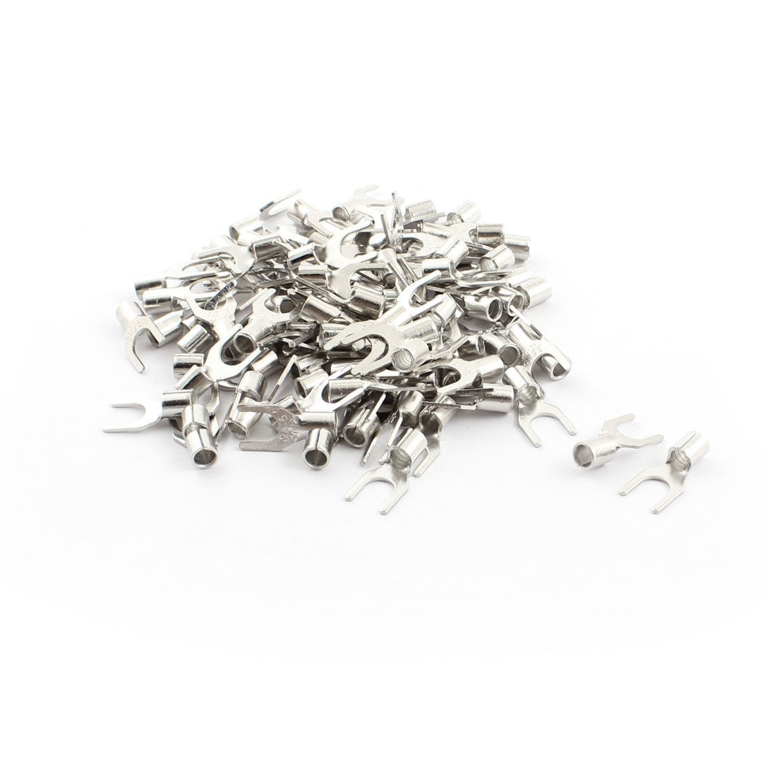 100pcs SNB3.5-5 Fork Type Non-Insulated Spade AWG14-12 Cable Terminals
