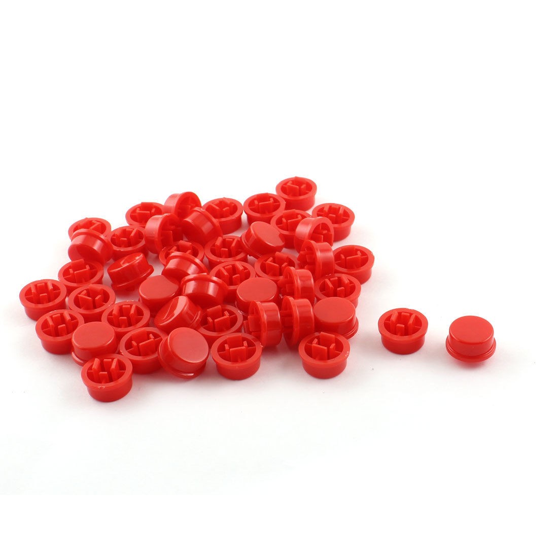 45pcs Red Plastic Pushbutton Caps Cover for 12mmx12mmx7.3m<wbr/>m Tact Switch