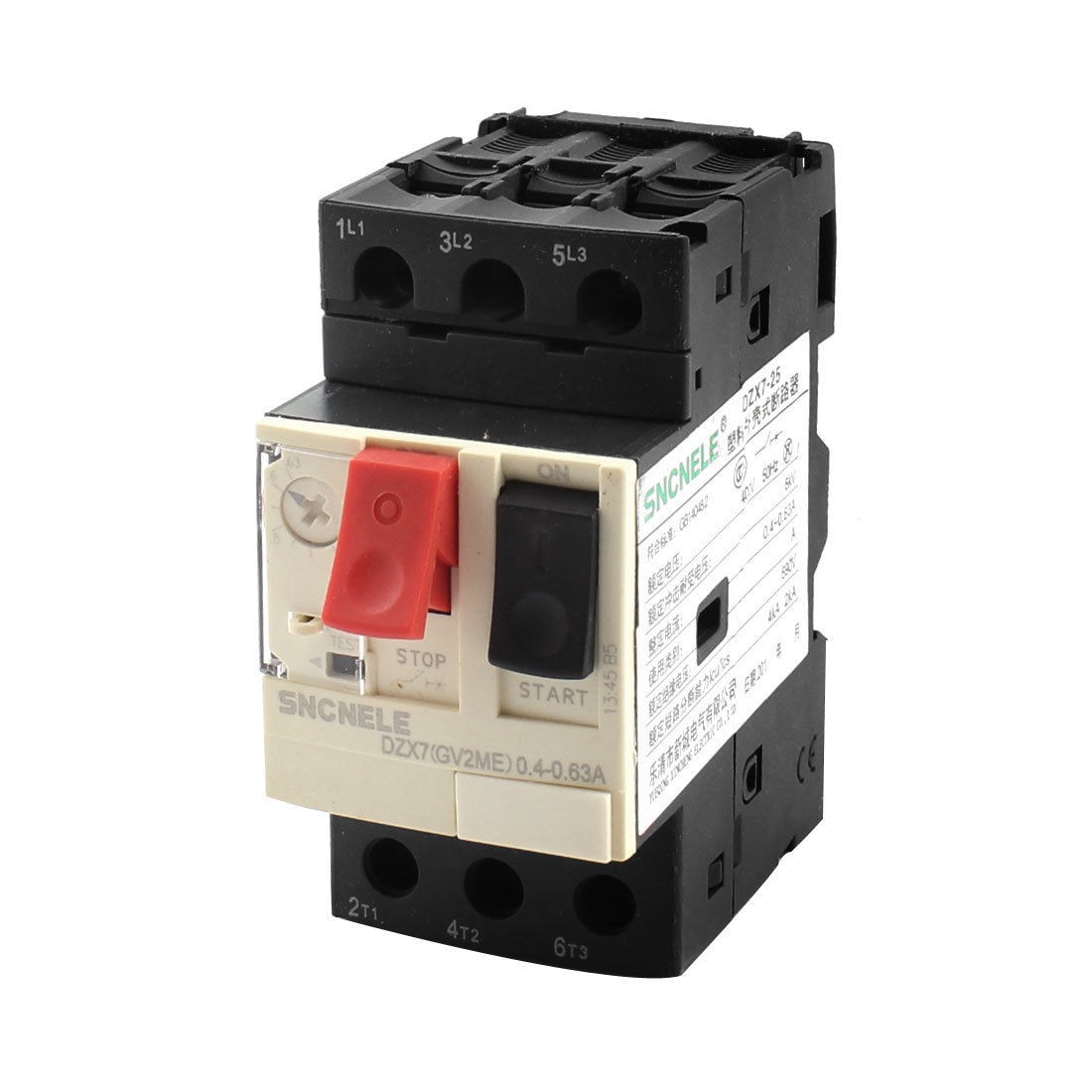 0.4-0.63A 690V 6KV ON/OFF Button Black Starting NO+NC Motor Circuit Breaker