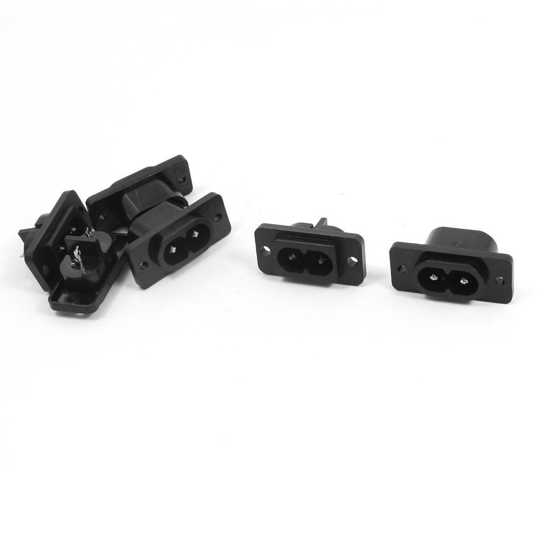 6pcs AC 250V 2.5A 2 Pins IEC320 C8 Inlet Male Power Plug Socket Black