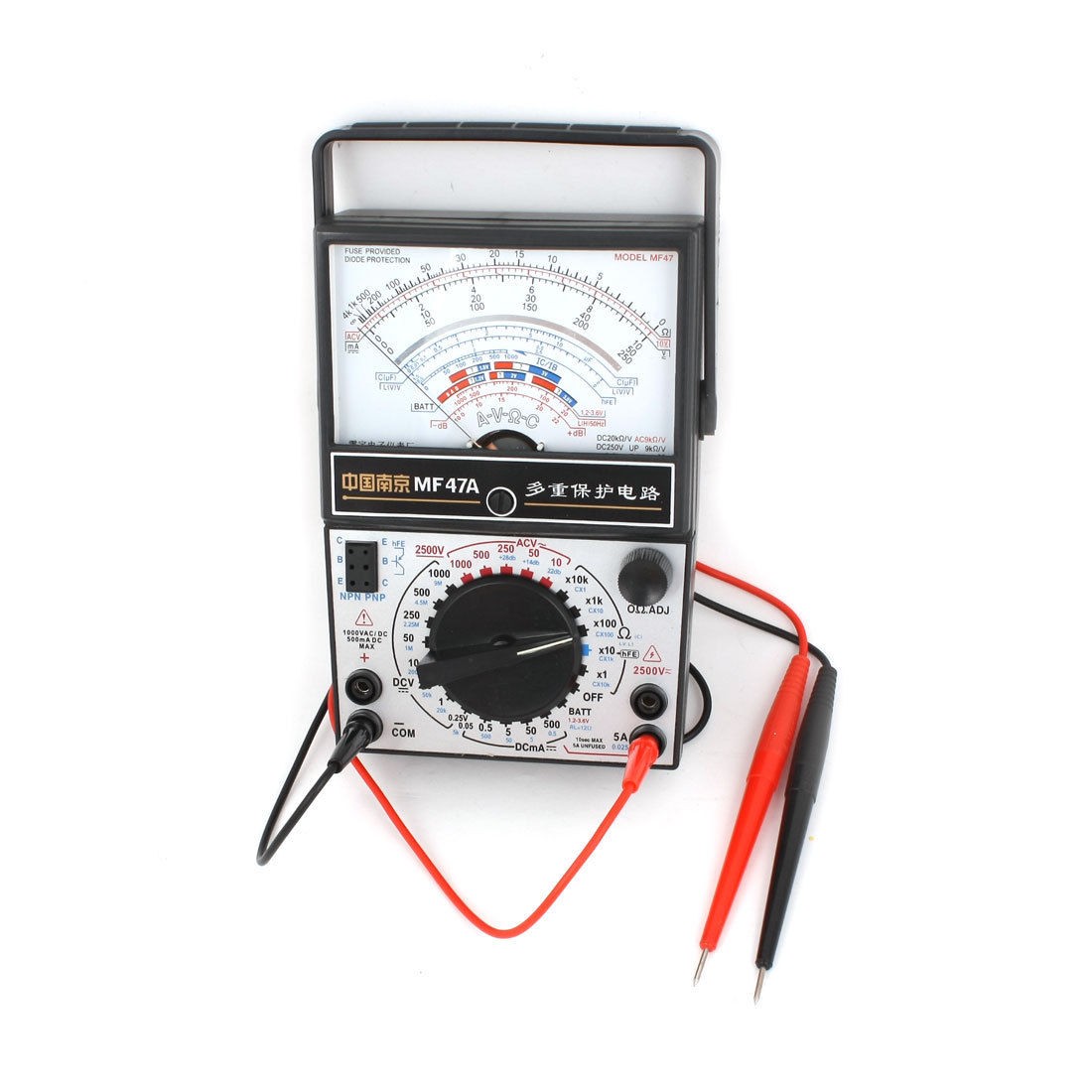Volt Ammeter Ohm Multimeter Testing Analogue Multitester w Probe Leads
