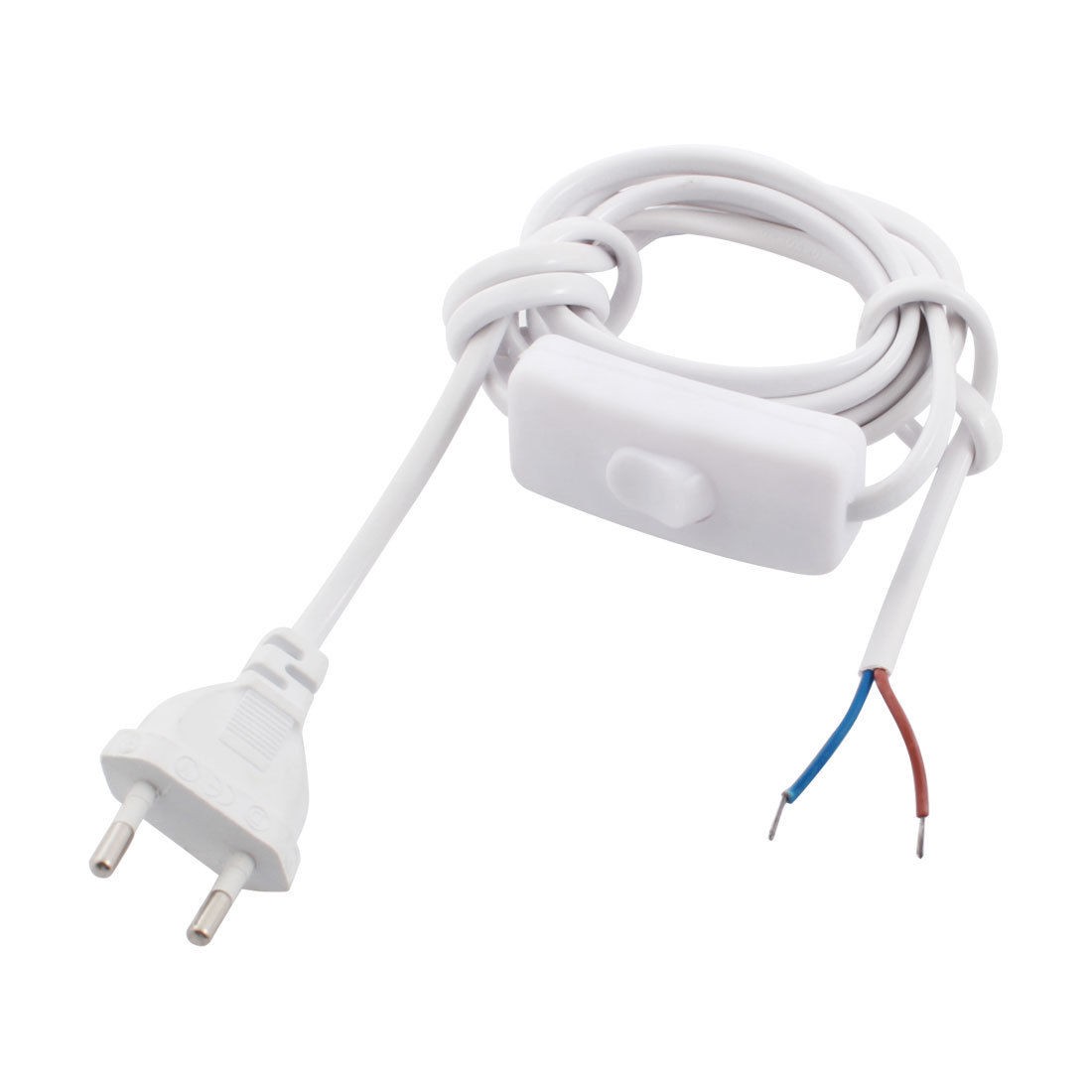 White EU Plug AC110V AC250V Lamp Parts Power Cord Inline Button Switch 1.8M
