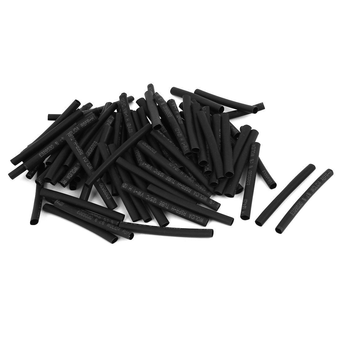100Pcs 4mm Dia. Heat Shrinkable Tube Shrink Tubing Sleeving 5.5cm Black