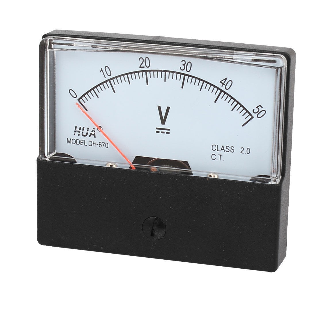 DC 0-50V Class 2.0 Rectangle Shaped Analog Volt Panel Meter Gauge