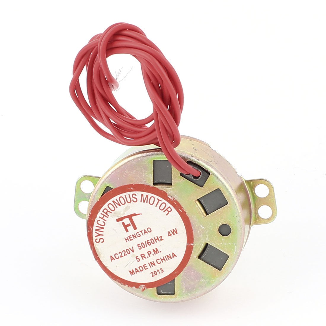 AC220V 4W 50/60Hz 5RPM Wire Leads Microwave Oven Synchronous Motor Brass Tone
