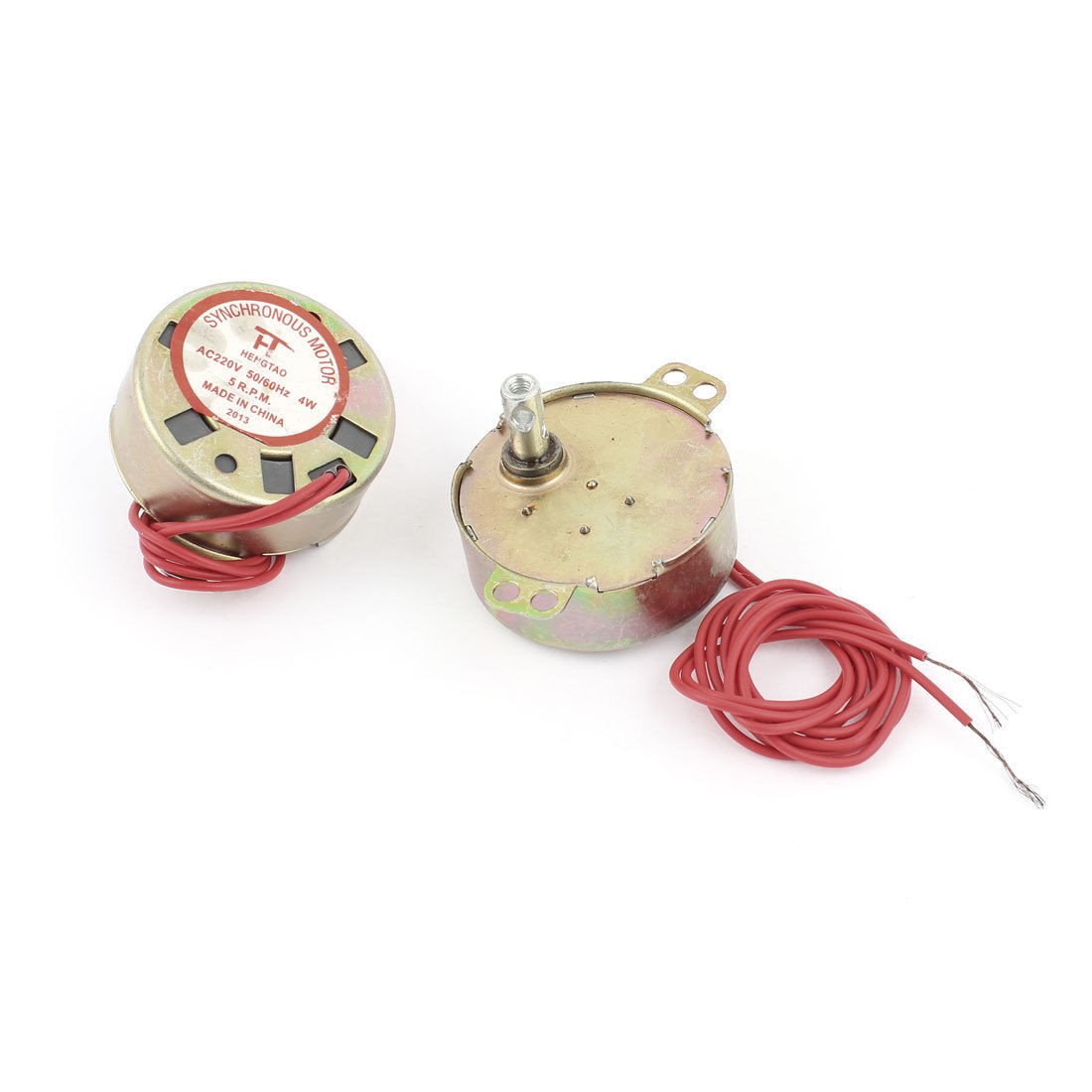 2pcs AC 220V 4W 50 60Hz 5rpm 2 Wires Microwave Oven Synchronous Motor Brass Tone