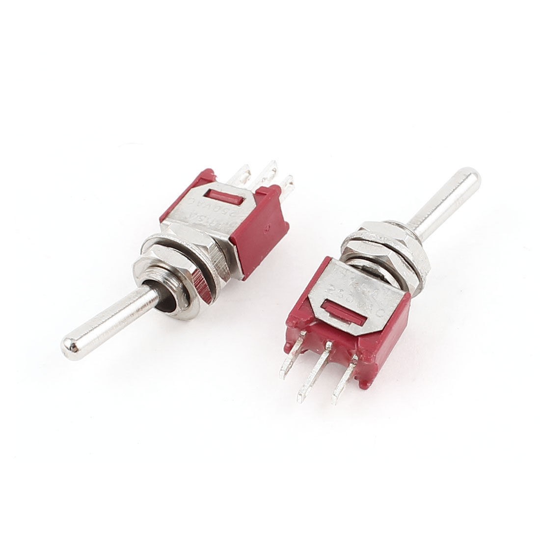 2pcs AC 250V 1 5A SPDT 3 Pin on Off on Latching Control Toggle Switches