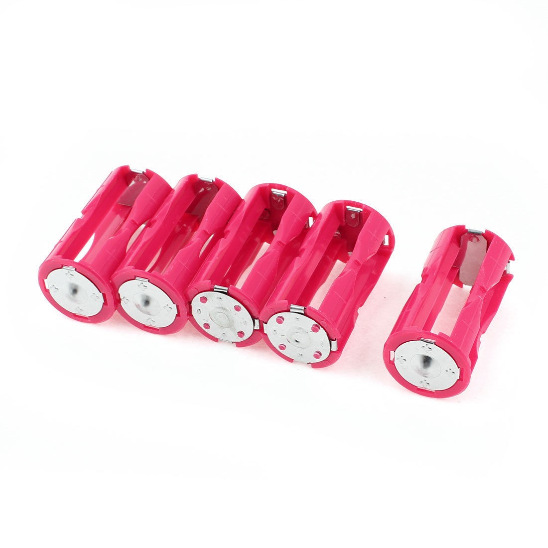 5 Pcs Fuchsia Cylinder Battery Holder Adapter for 3x1 5V AAA Batteries