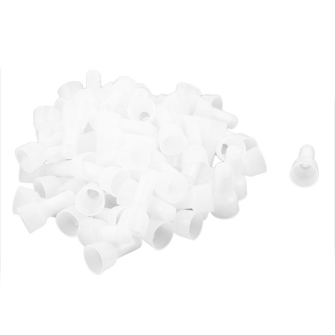 75 Pcs 5mm Tin Plated Tube Dia Closed End Caps Wire Connectors White