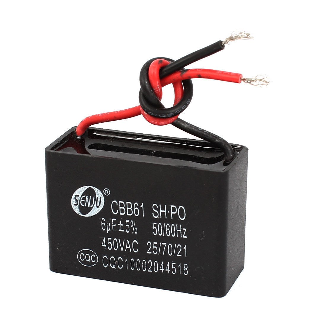 CBB61 AC 450V 6uF 2 Wire Terminal Ceiling Fan Motor Run Capacitor