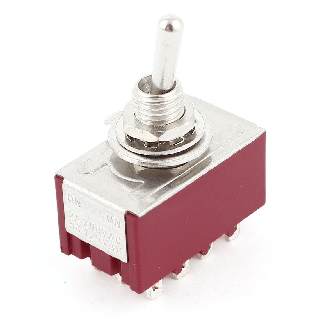 AC250V 2A AC125V 5A 6mm 4PDT 2 Position Locking Metal Toggle Switch