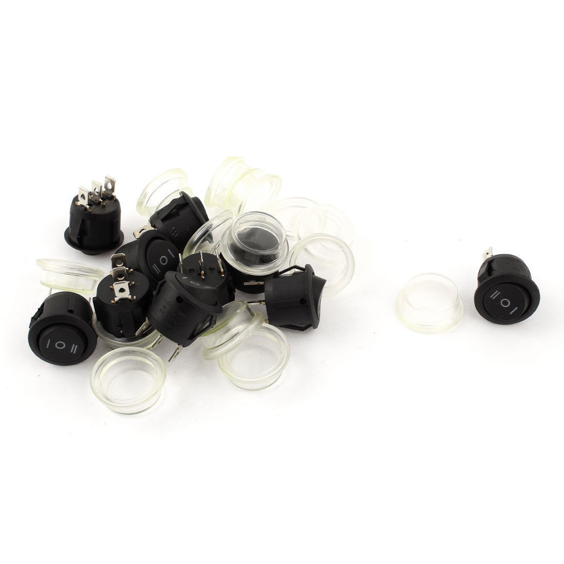 10 Pcs SPDT on Off on Snap in Waterproof Rocker Switch KCD1 AC 250V 6A 125V 10A