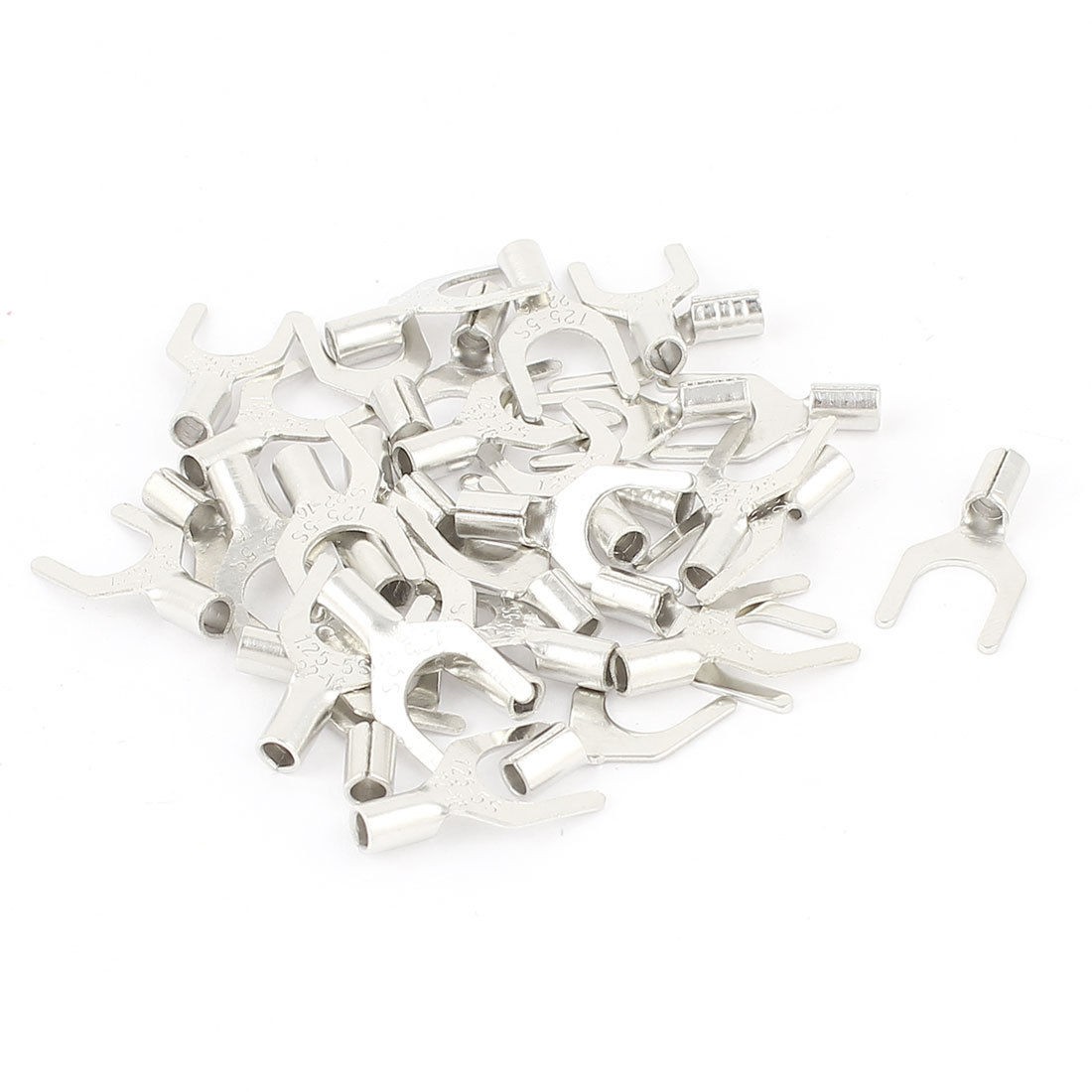 30pcs SNB1 25 5S Non Insulated Spade Cable Fork Terminals Connector AWG22 16