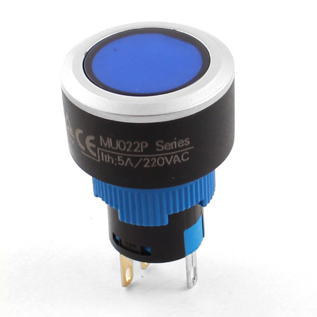 16mm Thread Panel Mount SPDT Latching Blue Lamp Push Button Switch DC 12V