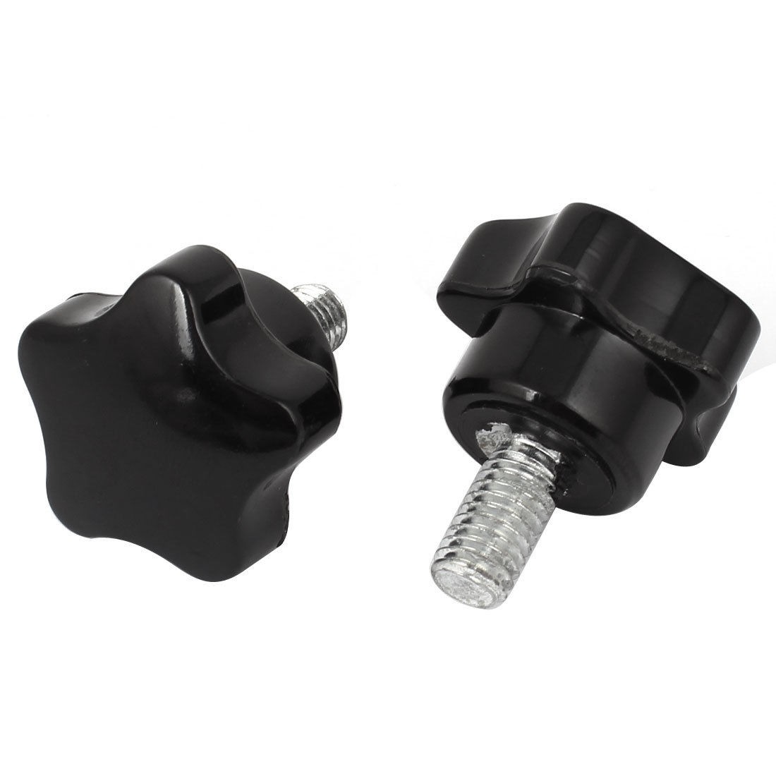 2 Pcs M8 x 15mm Thread 32mm x 37mm Star Shaped Head Clamping Screw Knobs Grips