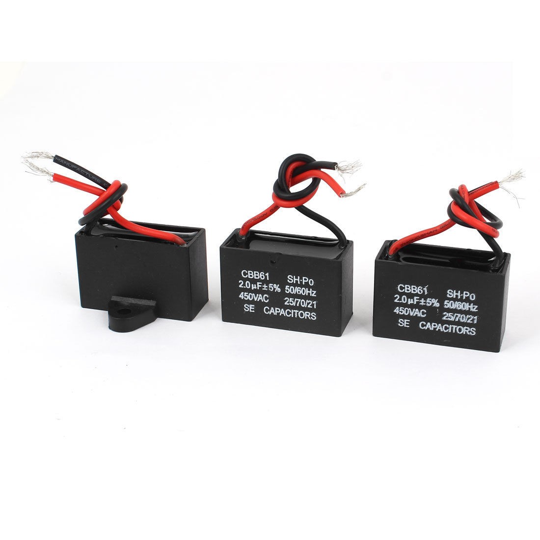 AC 450V 2uF Metallized Polypropylene Film Motor Run Capacitor CBB61 3 Pcs