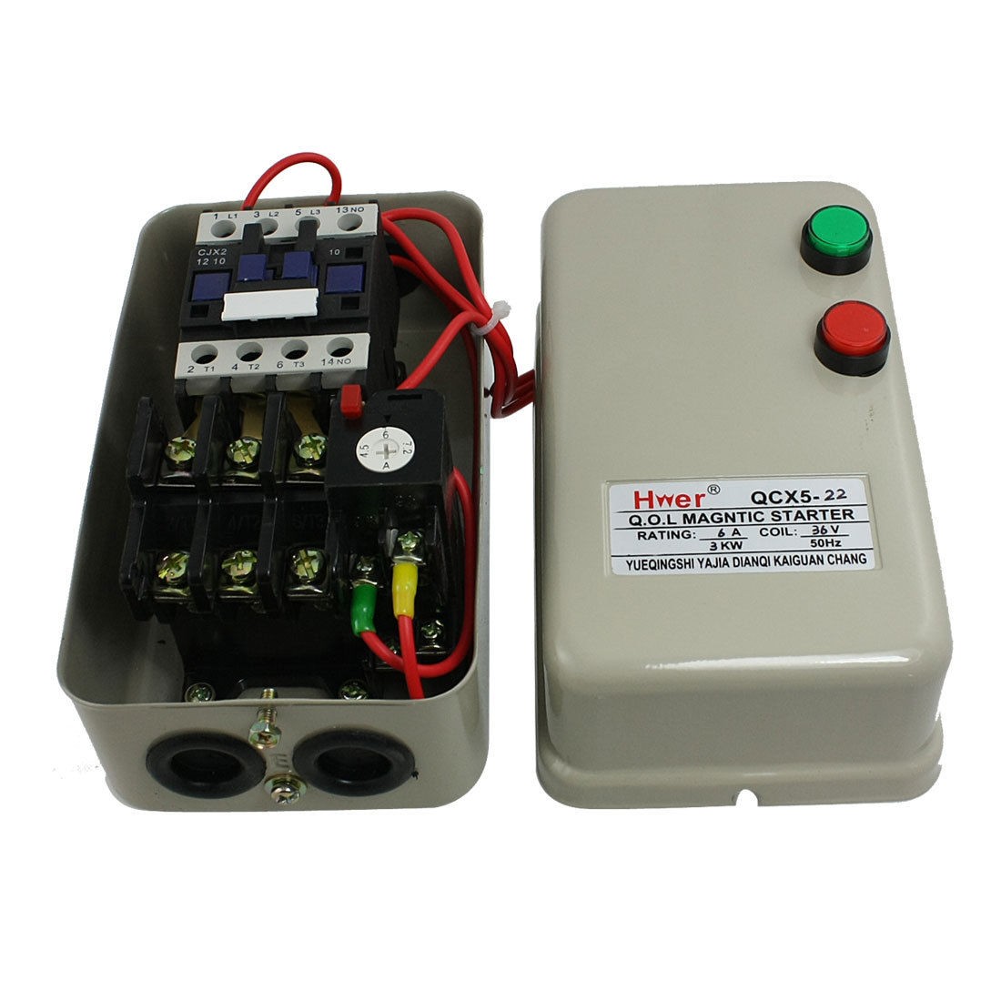 4 5 7 2A 4HP Three Phase Motor Magnetic Starter AC Contactor 36V Coil 3 Poles