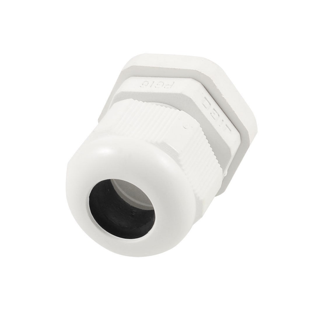 White Plastic 22.5mm Thread Outside Dia PG16 Waterproof Cable Connector