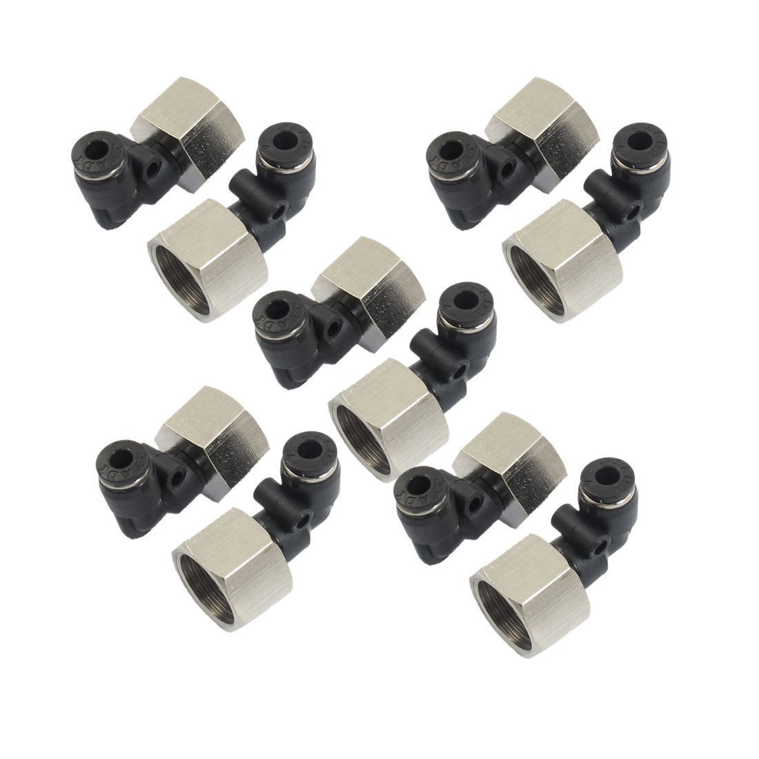 10 Pcs Pneumetic 4mm to 3 8" PT Female Thread Connector Elbow Quick Fittings