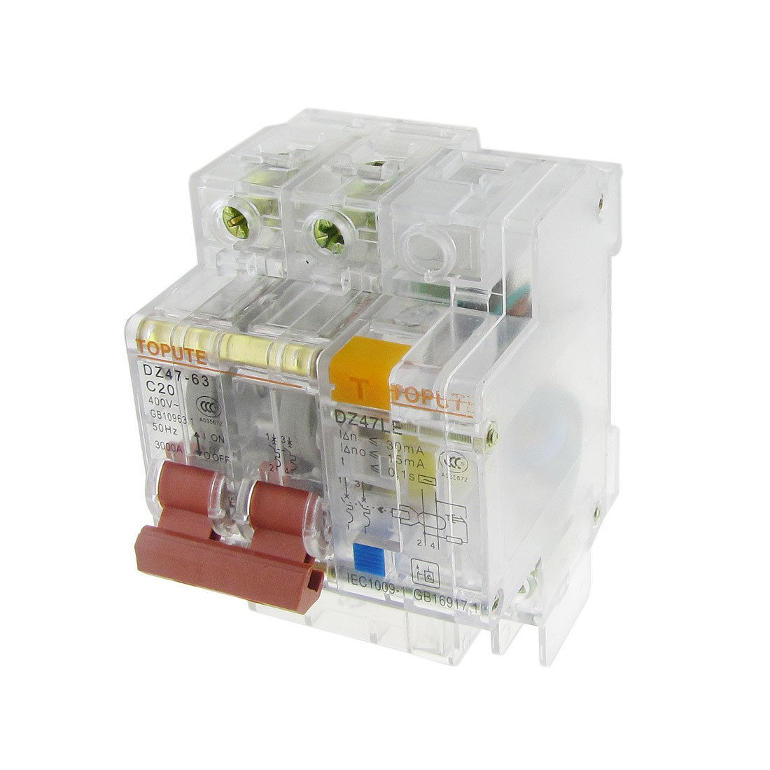 Transparent AC 400V 20A 2 Poles 2P Earth Leakage Circuit Breaker