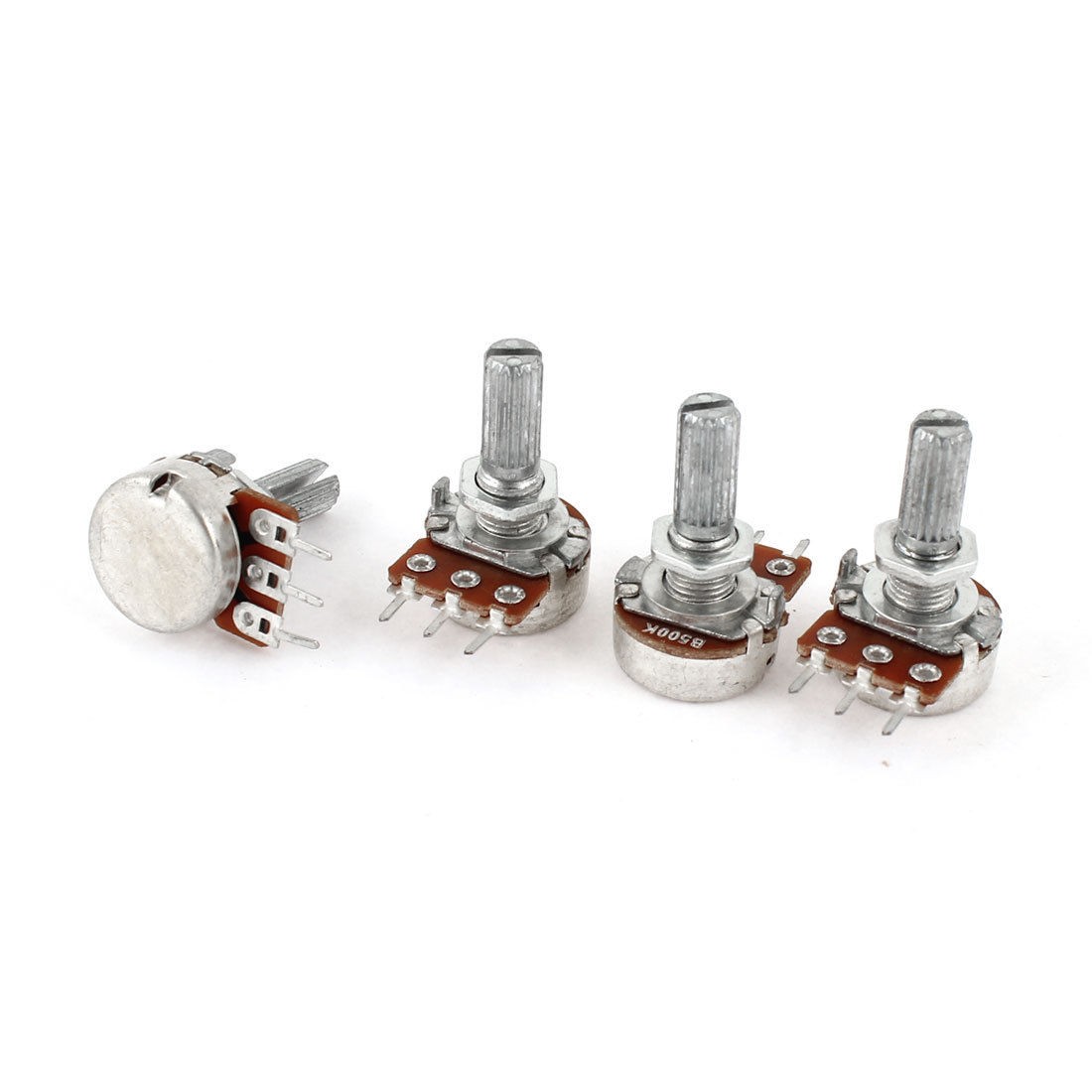 4 Pcs Single Linear Knurled Shaft Control Volume Potentiometers 500K Ohm WH148