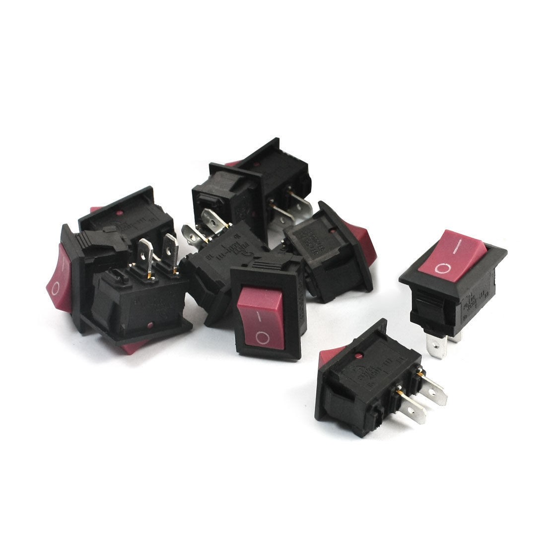 10 Pcs AC 250V 6A 125V 10A on Off 2 Pins SPST Red Button Boat Rocker Switches