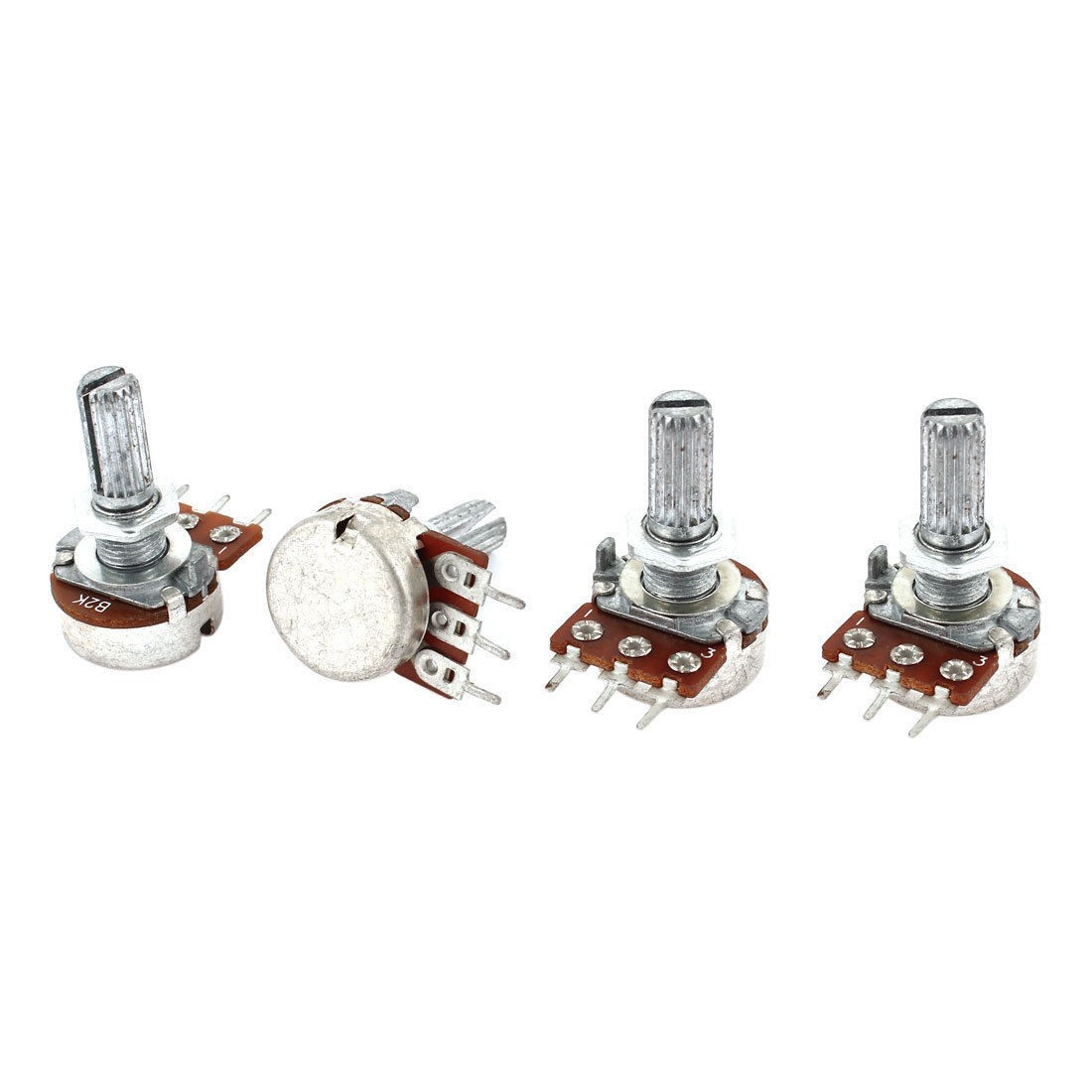 4 Pcs Type B Single Linear 20mm Shaft Rotary Taper Potentiometers B2K 2K Ohm