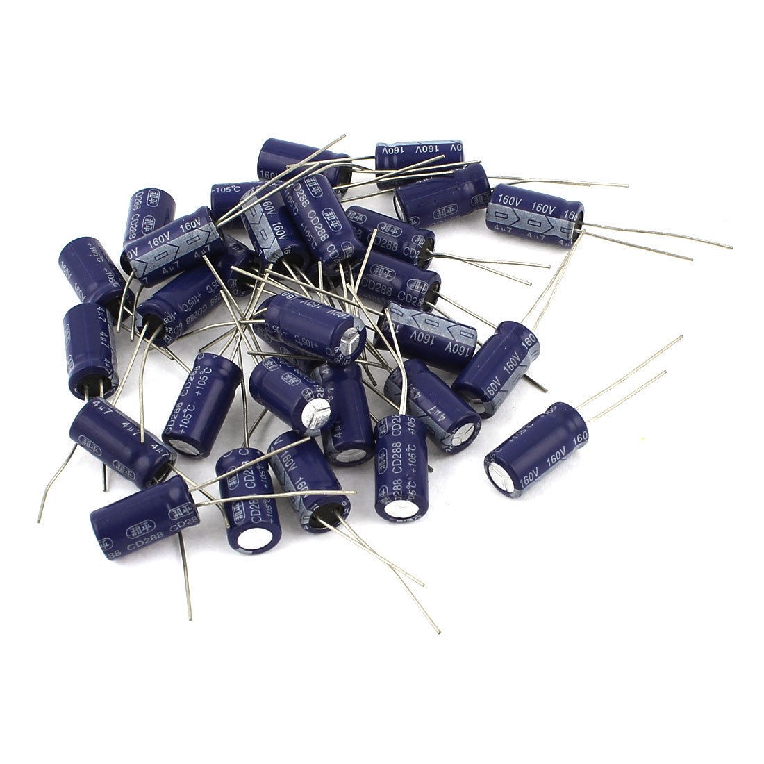 30pcs 8mm x 15mm Aluminum Polarised Electrolytic Capacitor 160V 4 7uF