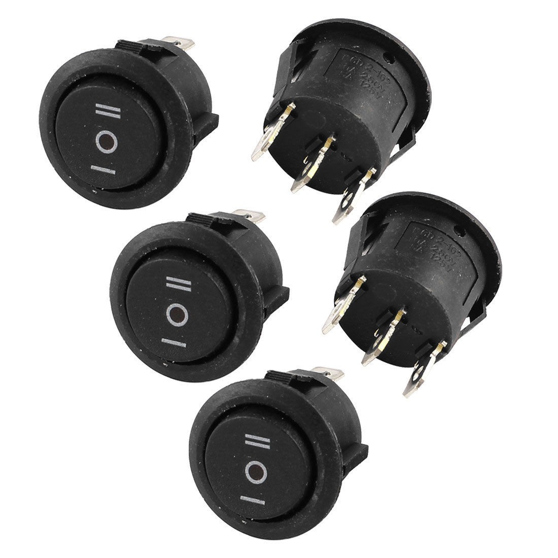 5 Pcs AC 10A 250V 15A 125V 3 Pin SPDT on Off on 3 Position Boat Rocker Switch