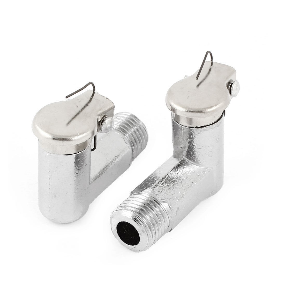 2pcs 1 4PT Male Thread Spring Cap Grease Oil Cup Silver Tone