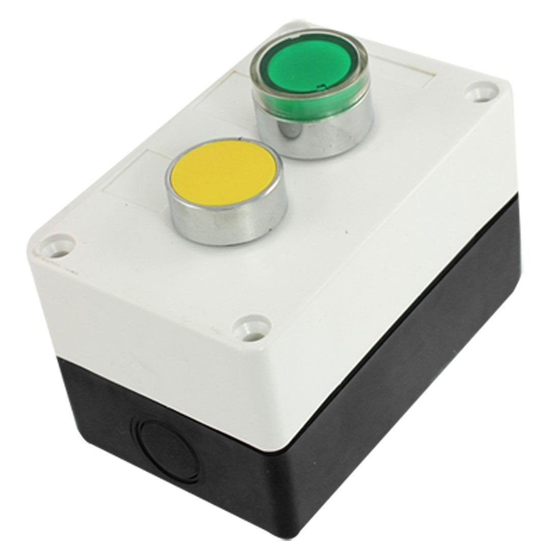 DC 12V Green Indicator Light Yellow Momentary Push Button Switch Station 1 NO NC