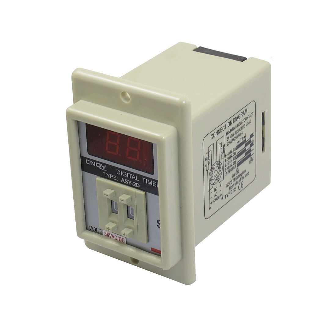 White AC DC 36V Power on Delay Timer Time Relay 1 99 Second 8 Pins ASY 2D