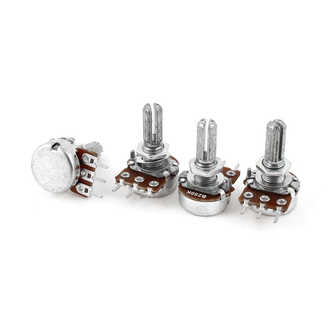 4 Pcs Single Linear Knurled Shaft Control Volume Potentiometers 250K Ohm WH148