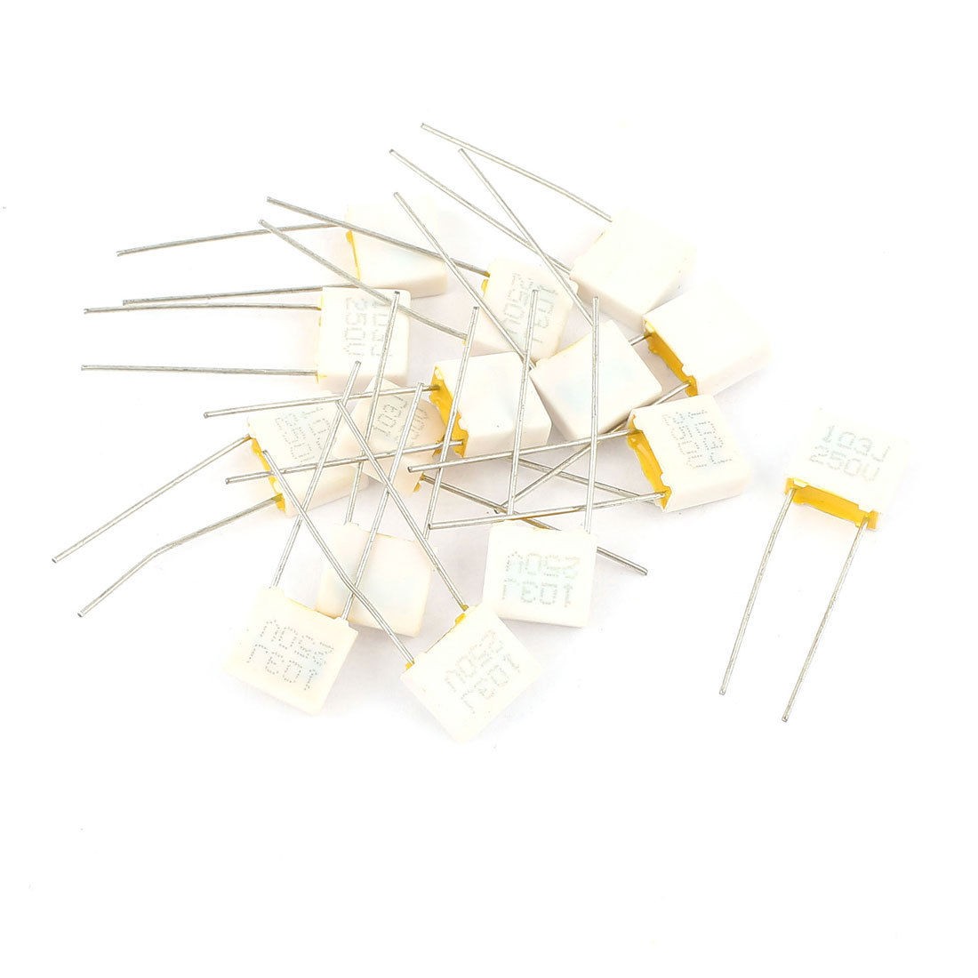 10nF 250V 7mm Spacing Polypropylene Film Capacitor Gray 15 Pcs
