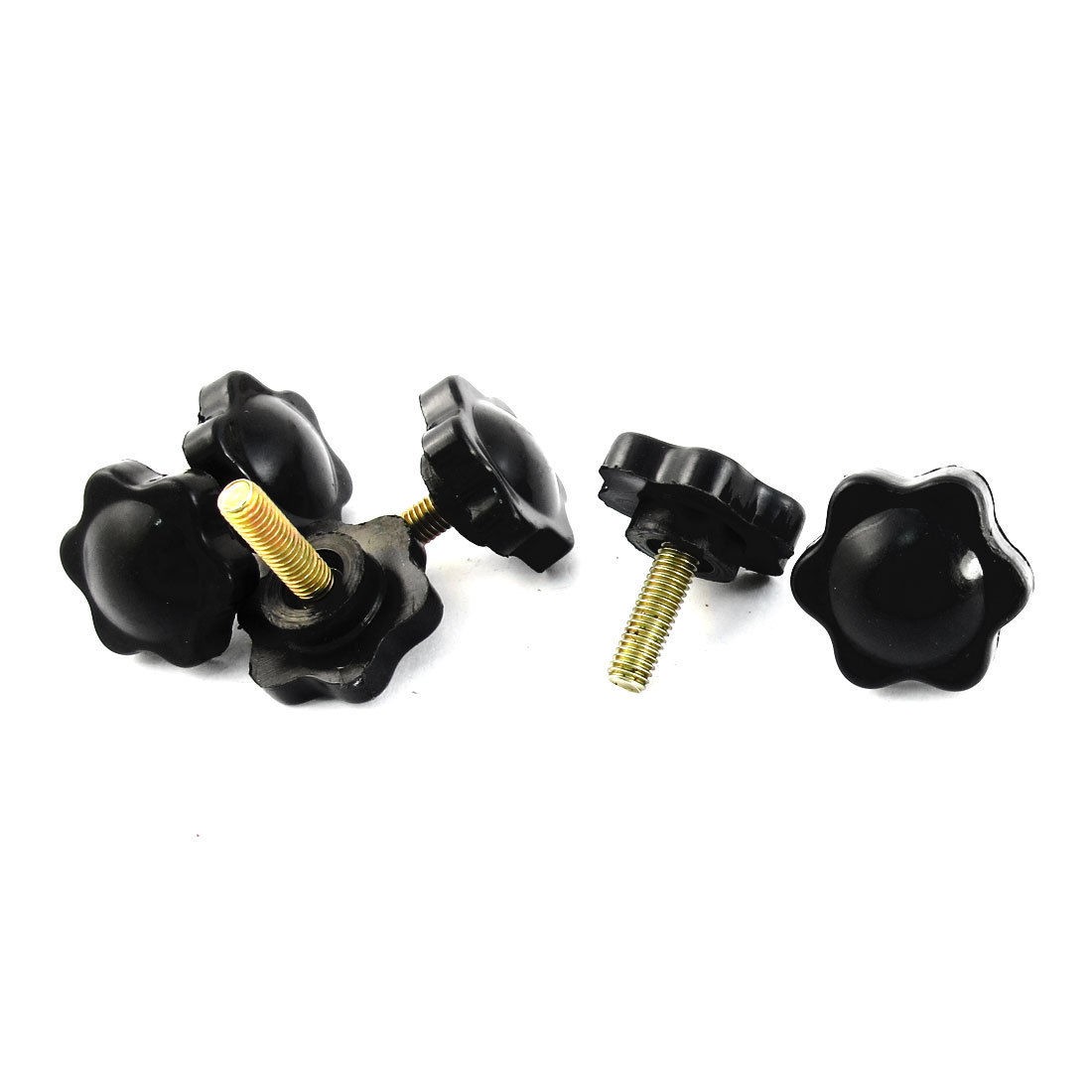 6pcs Black Plastic 25mm Head Diameter Star Clamping Knobs M5 x 16mm