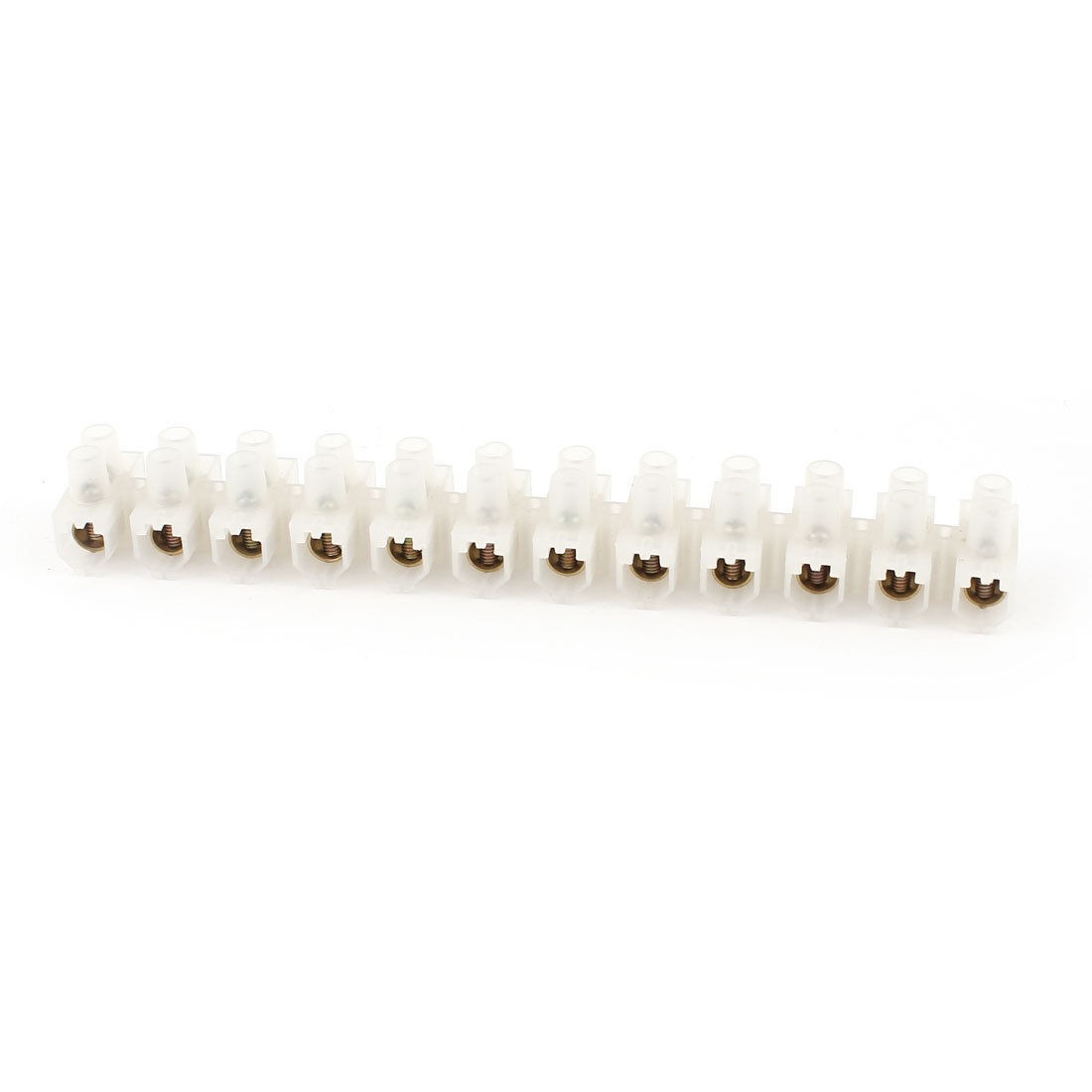 White Shell 12 Positions Double Rows Screw Barrier Strip Terminal Block 60A 380V