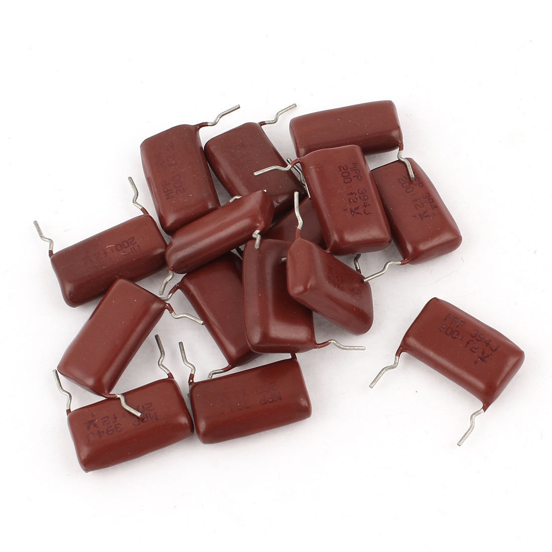15 Pcs 2 Terminals Lead Polyester Film Capacitors CBB 0 39uF AC200V