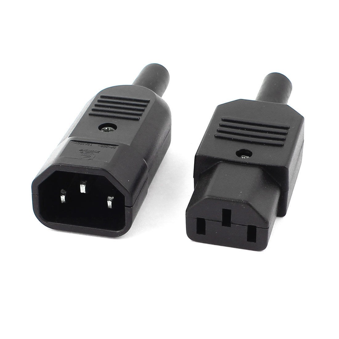 Pair IEC C14 Male C13 Female Inline Rewirable Power Plug Adapter AC 250V 10A
