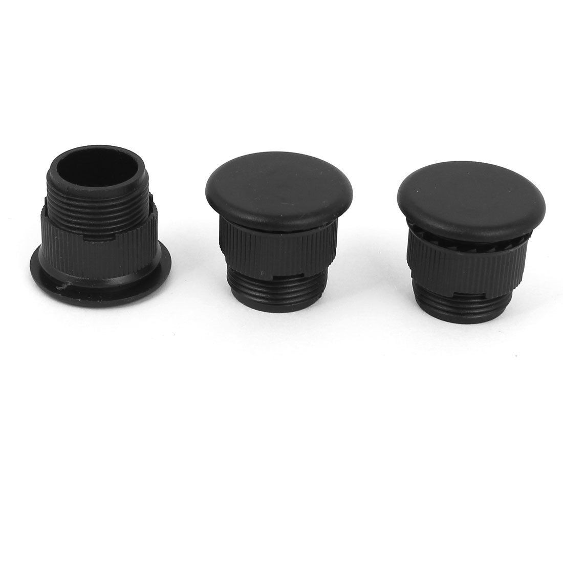 3 Pcs Black Plastic Push Button Switch 16mm Mount Hole Panel Plug Cover Cap