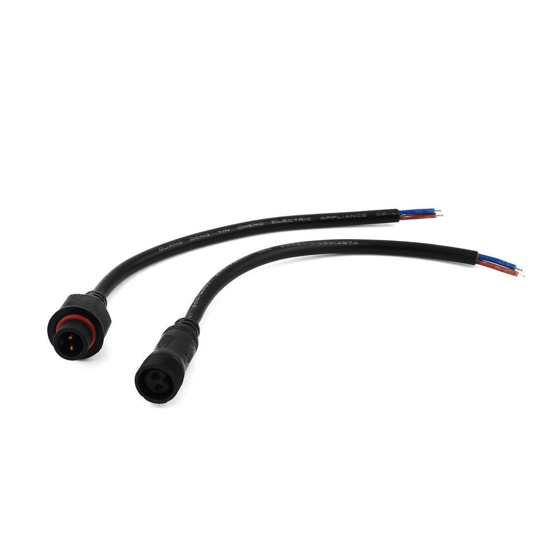 Pair Black Plastic LED Light Strips Male Female 2 Pin Waterproof Connector Cable