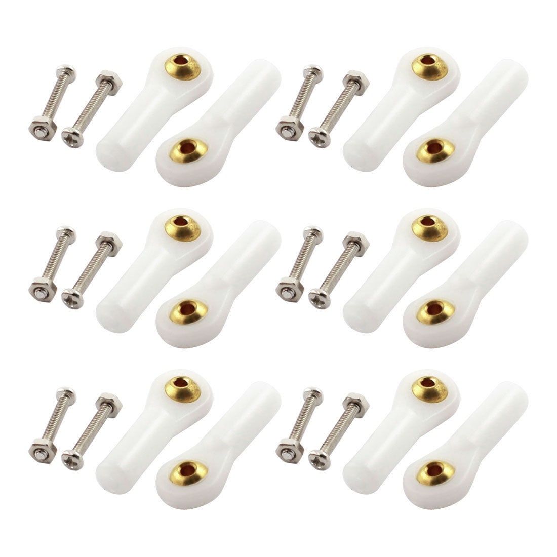 12pcs DIY Model Simulation Car Boat Ball Joint Buckle 2x27x3mm White w Screws