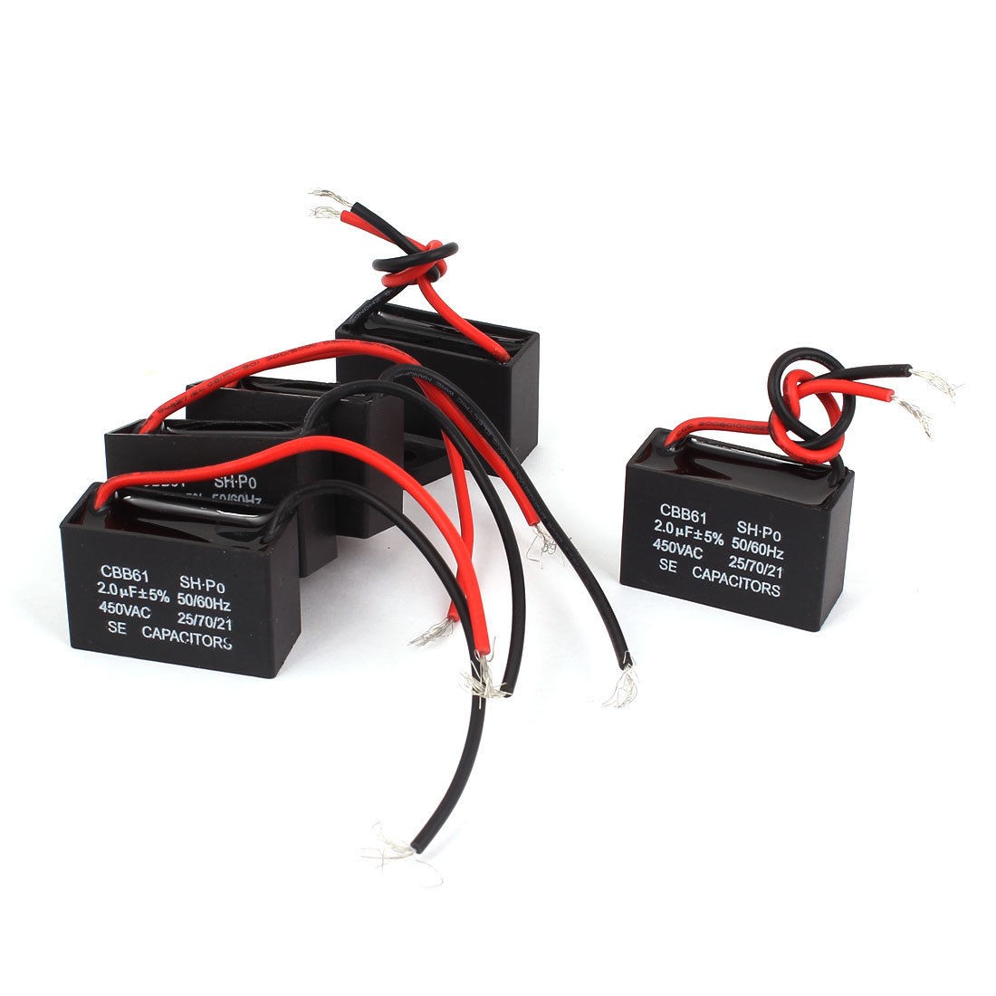 5 Pcs CBB61 AC450V 2uF 50 60Hz Non Polar Fan Motor Run Capacitors